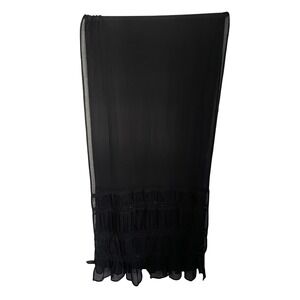 Vintage Valerie Stevens Black Sheer Beaded Sequin Ruffle Wrap Shawl Y2K Goth